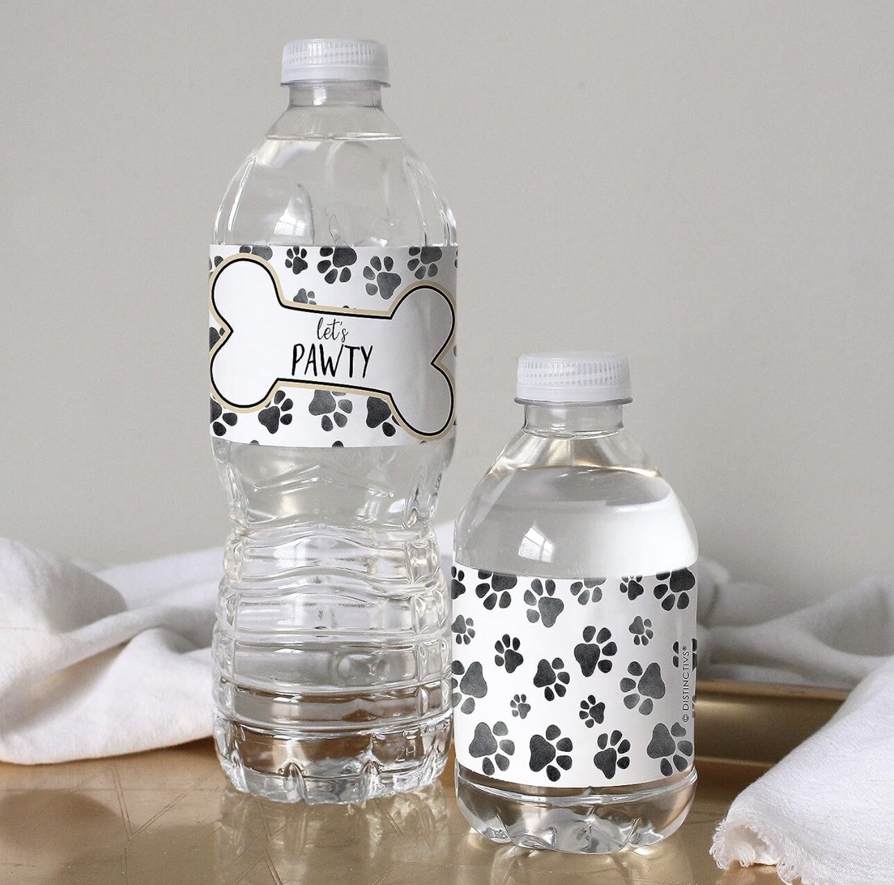 Puppy Dog Birthday Party Water Bottle Labels, 24 Stickers