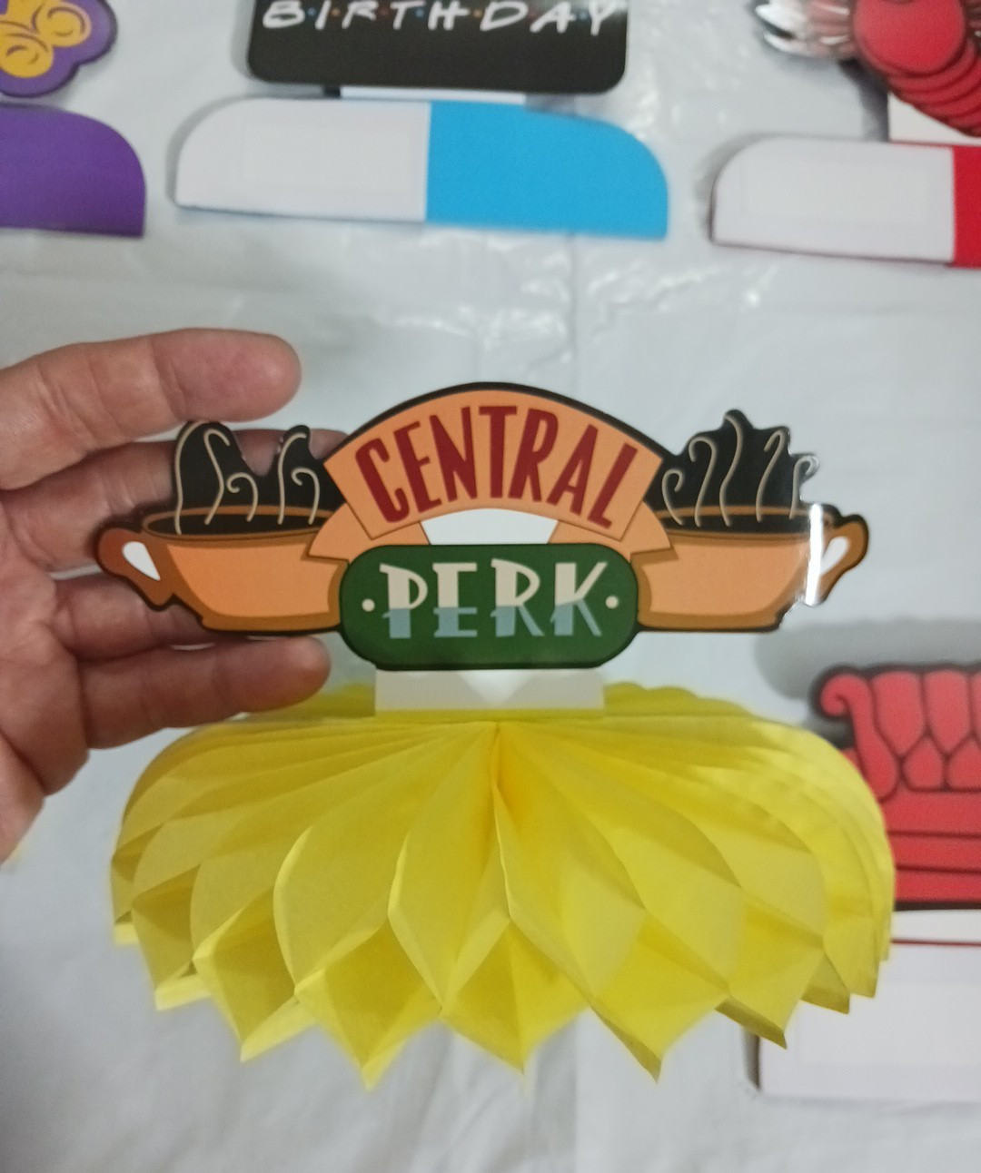 Party Table Decorations, FRIENDS fans. I’ll be there for you, couch, coffee cups