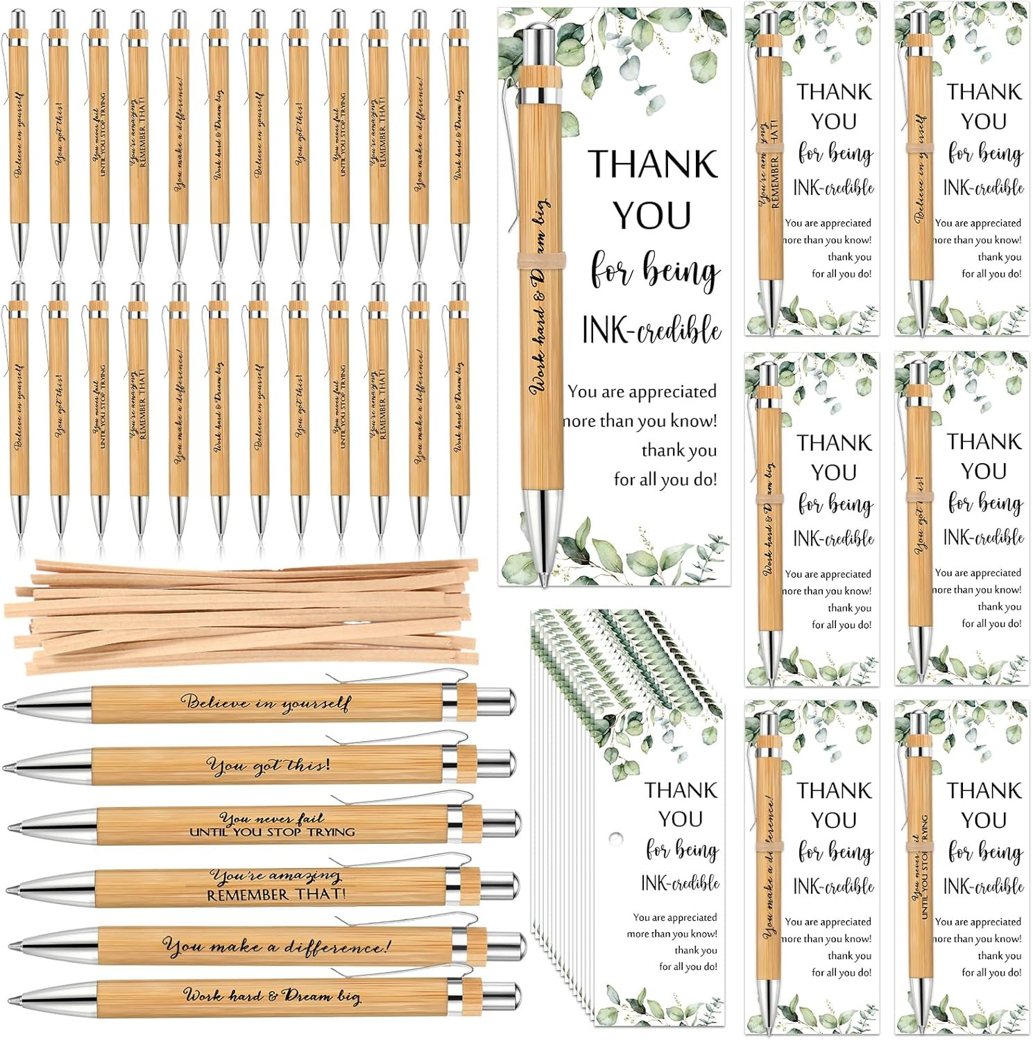36 Sets Employee Appreciation Gift Bulk Thank You Office Inspirational Bamboo Pe
