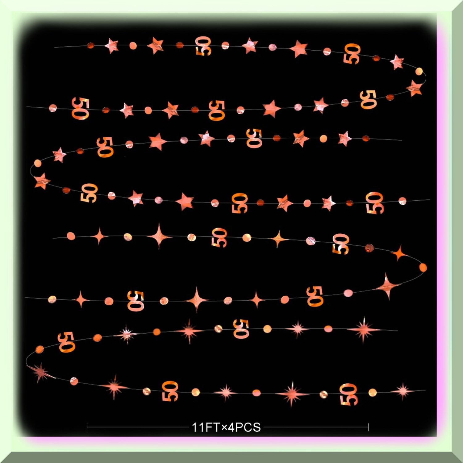 50th Birthday Rose Gold Decorations Kit