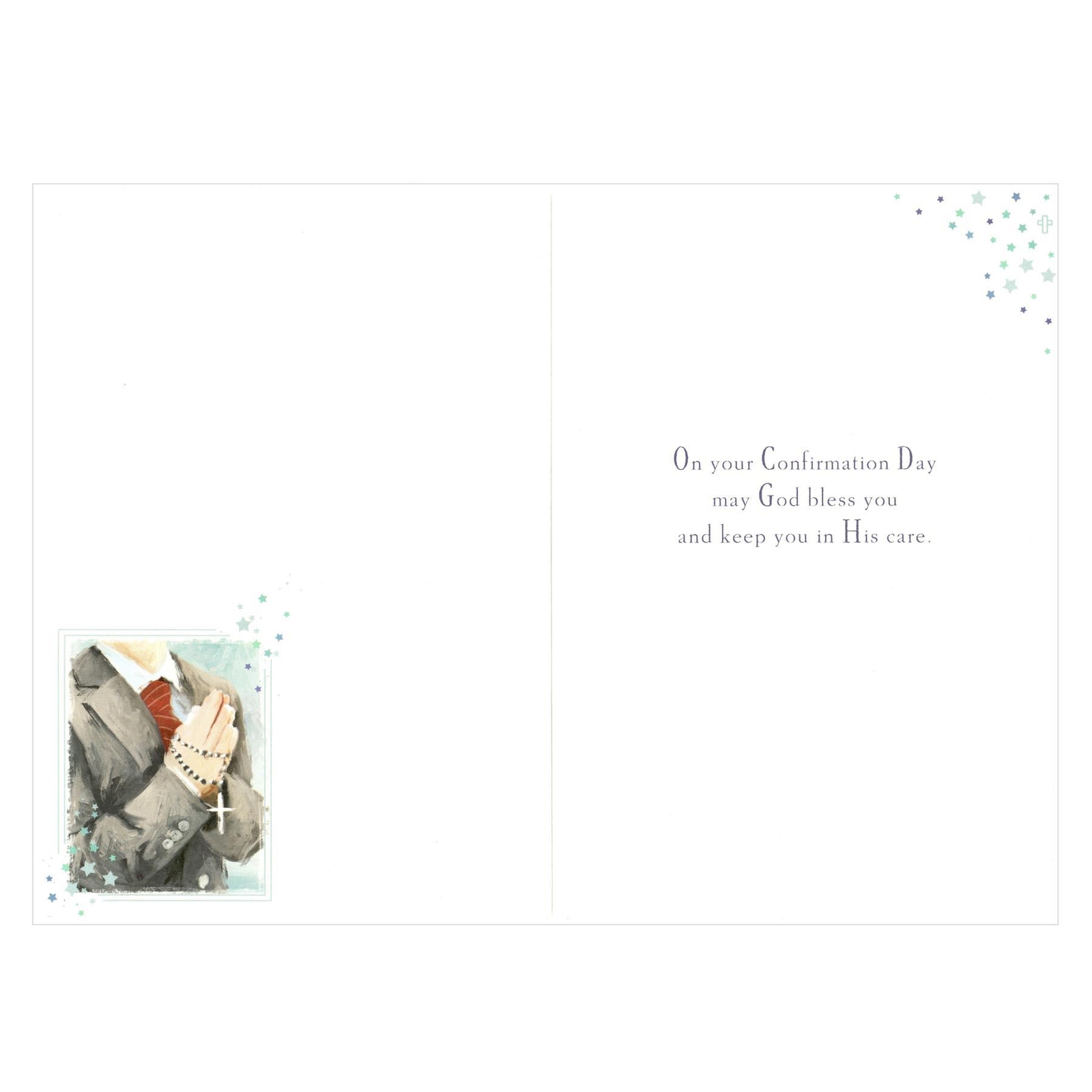 Confirmation Card with Foil Detail and White Envelope – Praying Boy