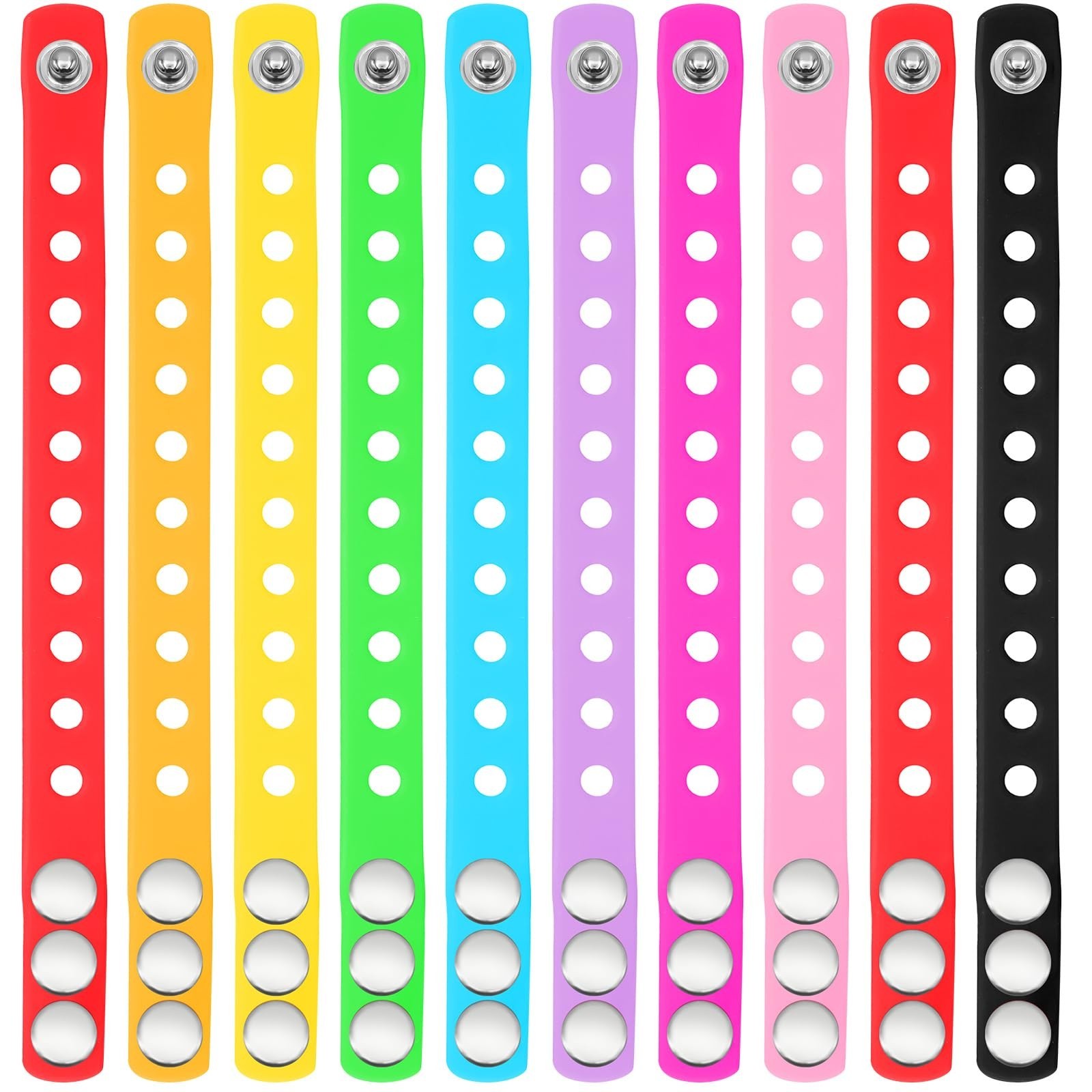 60 Pcs Adjustable Silicone Wristbands – 10 Colors Rubber Bands for Party Decor