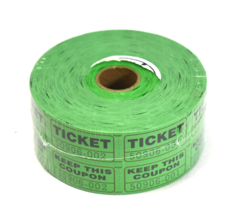 2″ x 1″ Double Coupon Tickets Keep This Coupon 2000 Pack Green Games/Fair