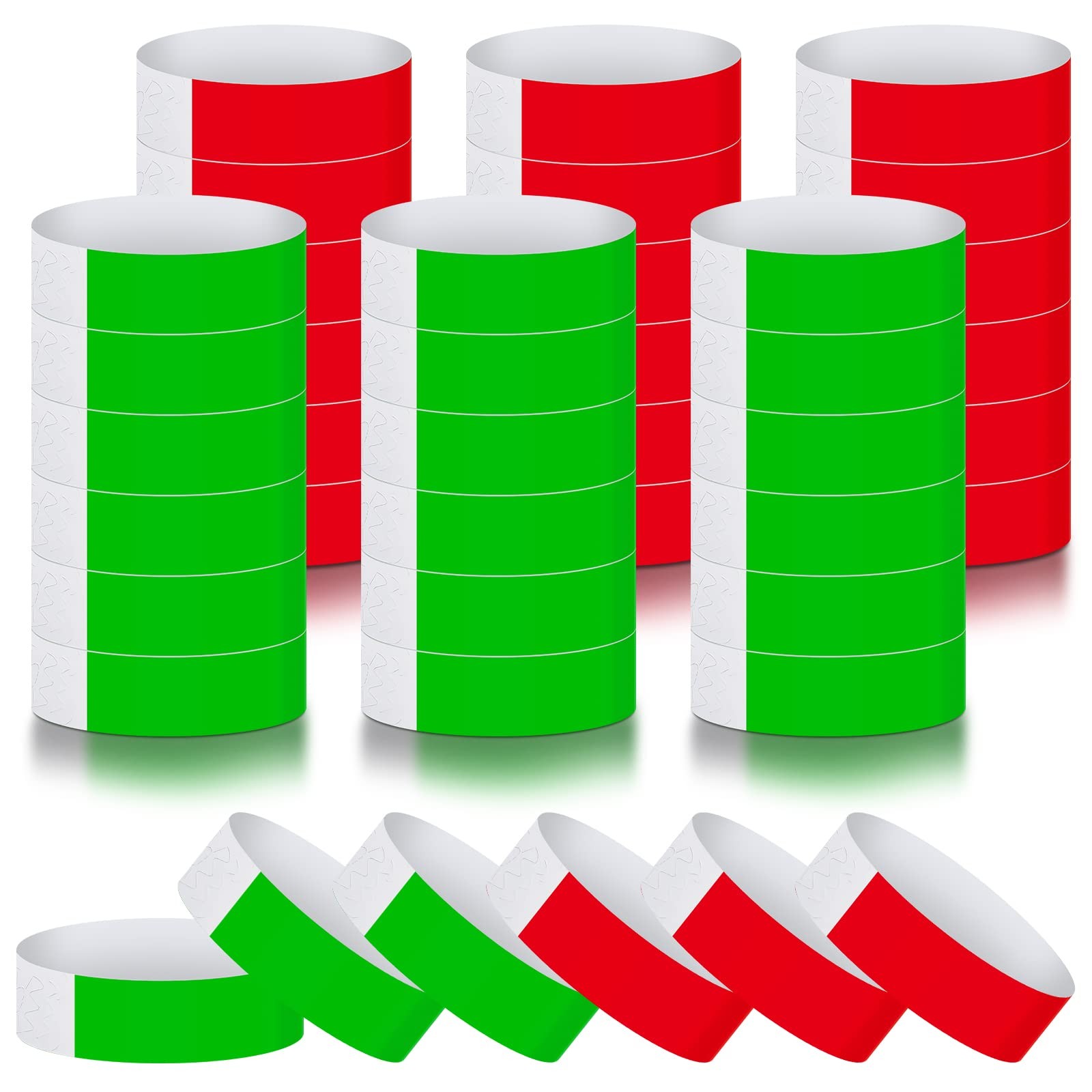 Tudomro 200 Counts Paper Wristbands Neon 10 x 0.79 inch, Green, Red