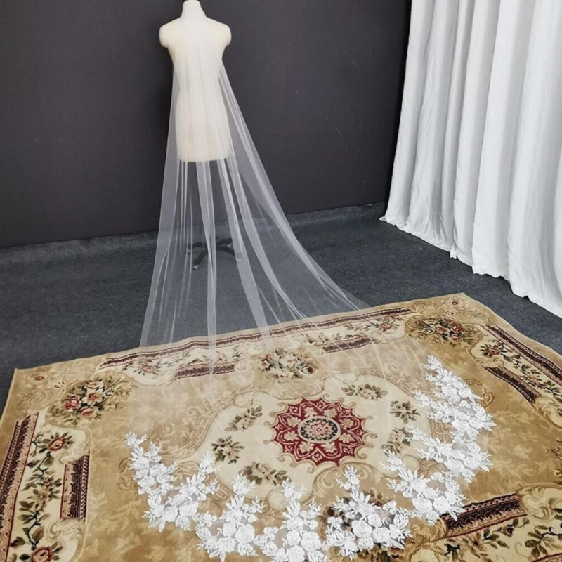 Bridal Veil Bride Embroidery Lace Headscarf Head Cover White Bachelorette Party