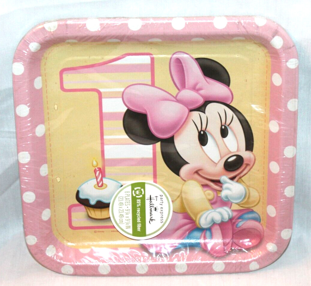 NEW IN PACKAGE BABY MINNIE MOUSE 8- LUNCH PLATES PARTY SUPPLIES