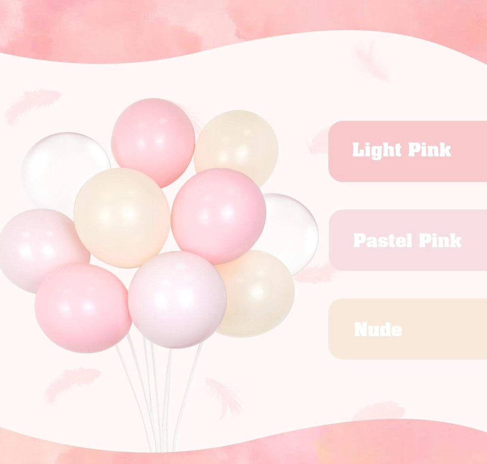 60 pcs Light Pink Balloons 12inch with Pastel Pink Nude Clear Balloons