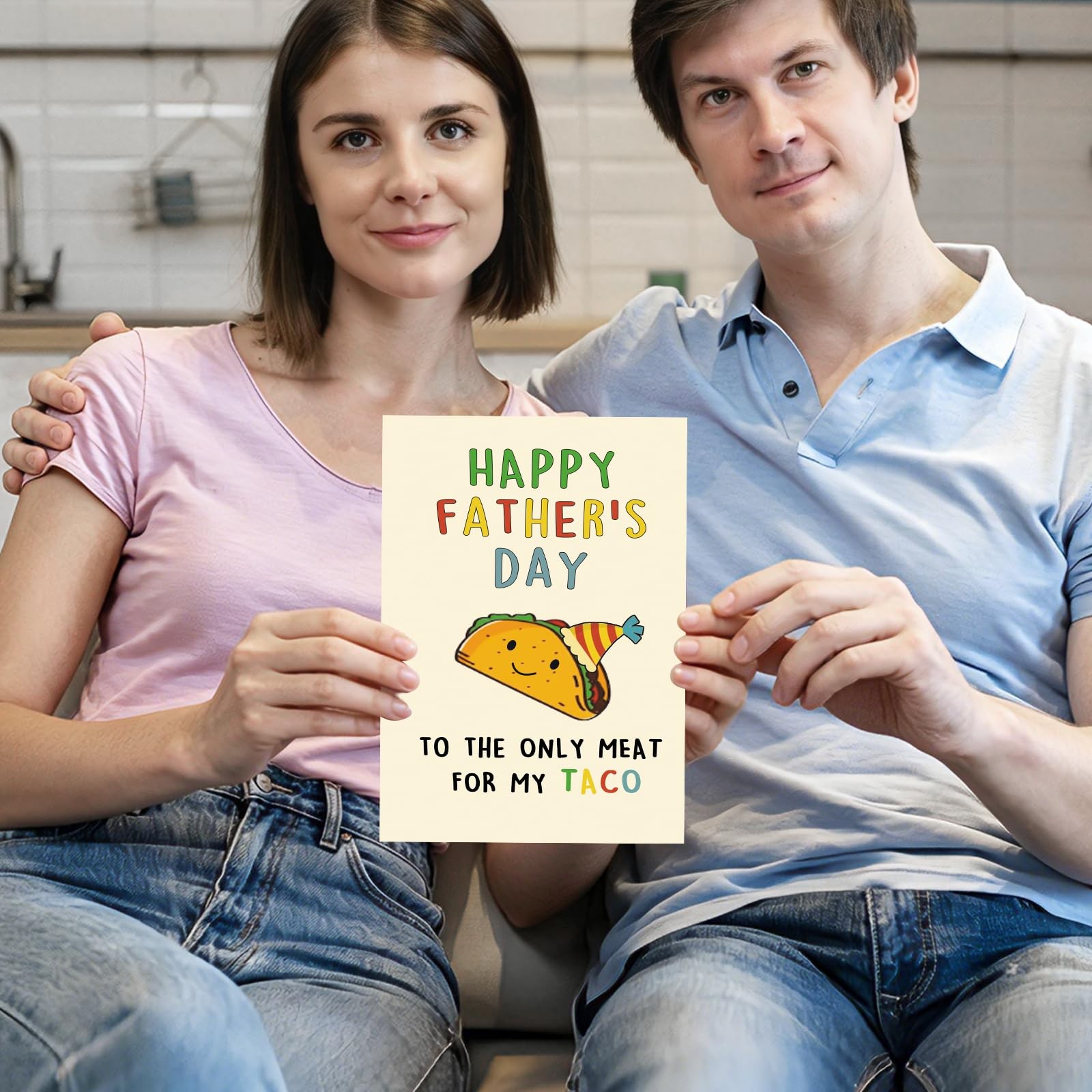 BENNLOOS Lovely Taco Father’s Day Card for Dad, 1 Count (Pack of 1), red