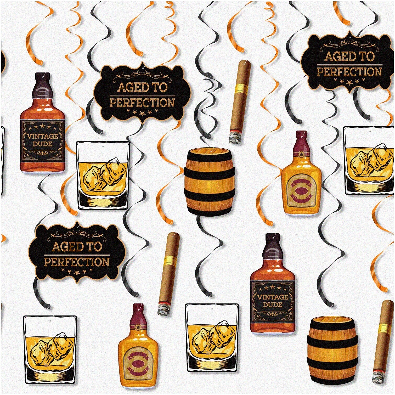 Whiskey Party Decorations Hanging Swirls 20 Pack