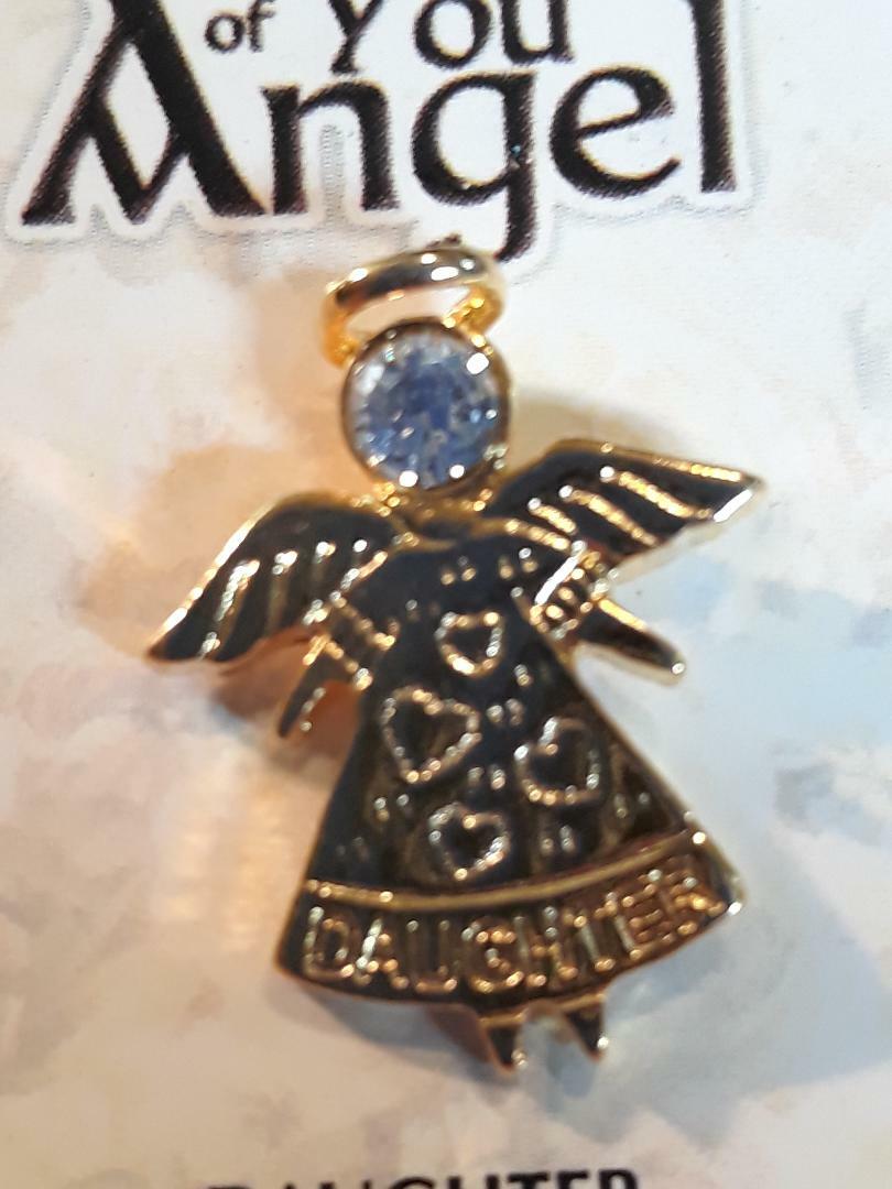 Thinking of You Daughter Guardian Angel Gold Tone Pin ~ Ships FREE