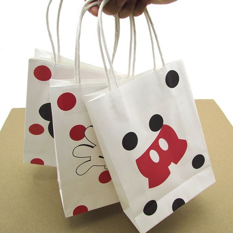 6 Pcs Set, mickey mouse paper Candy bags Kids Birthday Party Supplies
