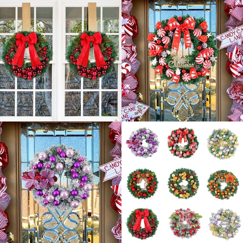 Christmas Wreath with Festival Ornament for Indoors Outdoor Christmas Display
