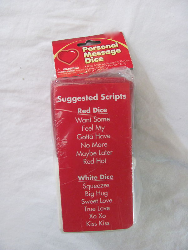 New Vintage DanDee Personalized Message Dice White & Red Valentine’s Day Gift
