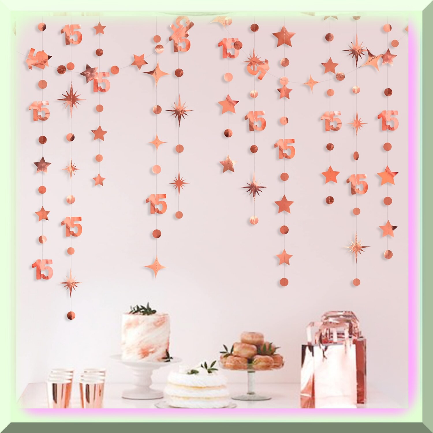 Rose Gold 15th Birthday Celebration Kit with Number 15