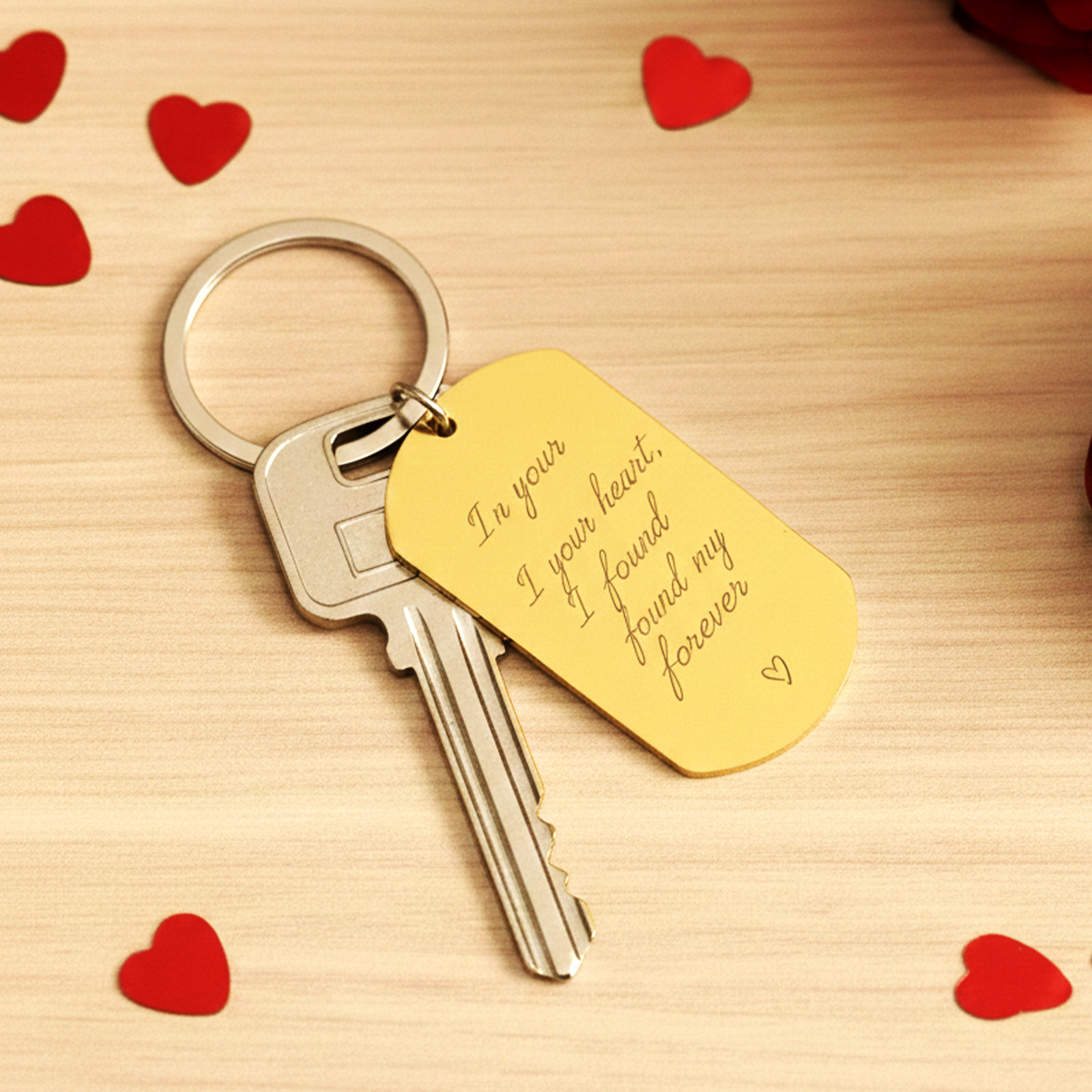 Personalised Gold Keyring, Custom Photo Keychain Gift For Mum, Dad, Him, Her