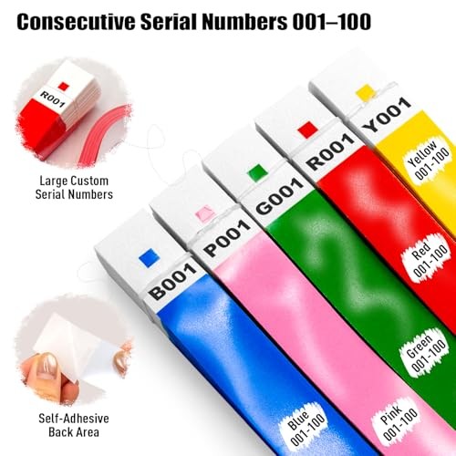 500 PCS Paper Wristbands for Events, 5 Colors Mixed Disposable Wristbands with