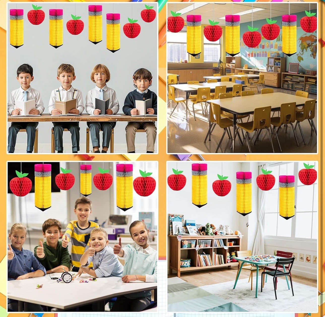 12Pcs Paper Garlands Ceiling Hanging Ornament Classroom First Day Teacher Appre