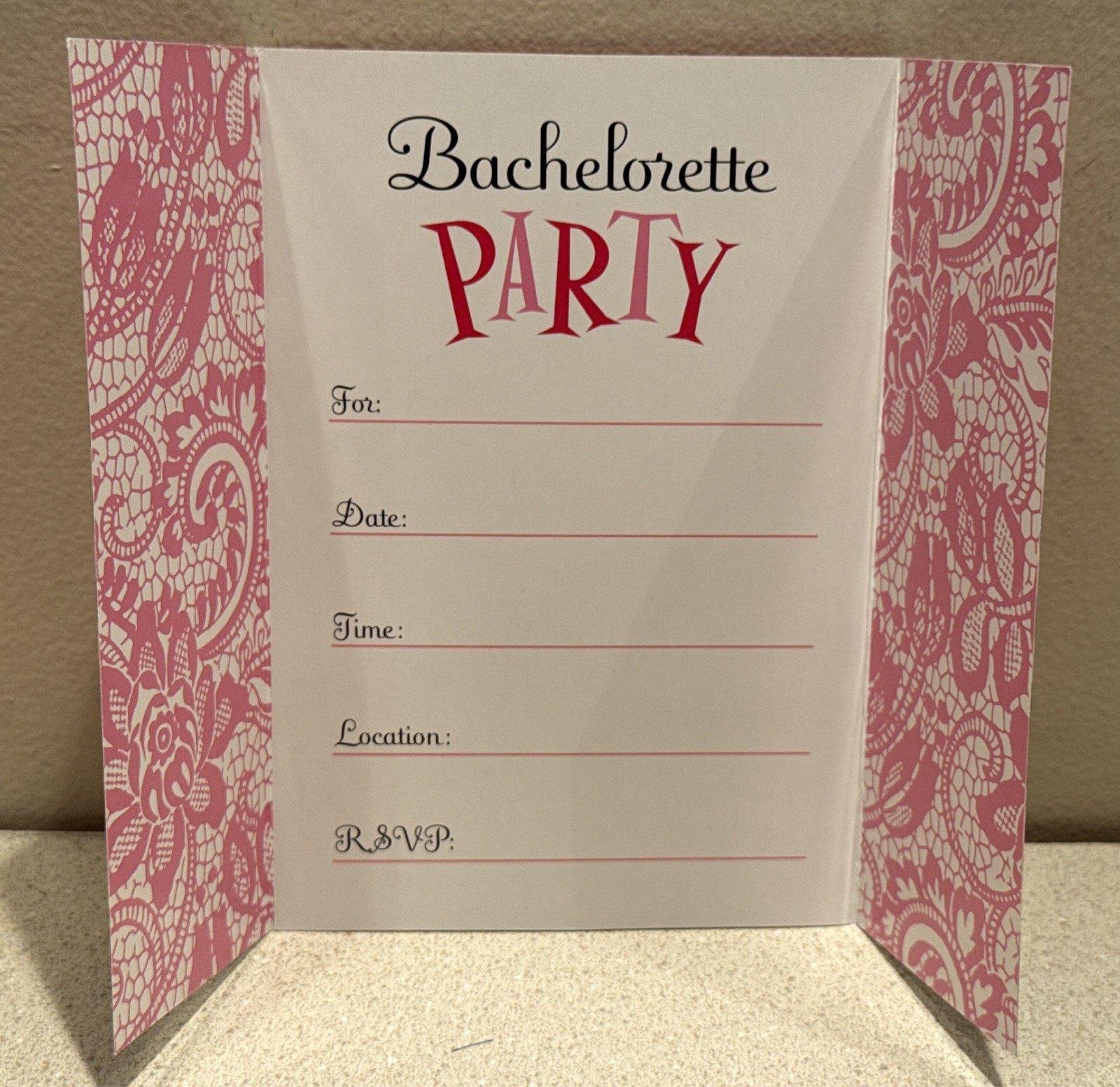 Bachelorette Party Invitations Black Corset Trifold (Set of 8 Cards & Envelopes)