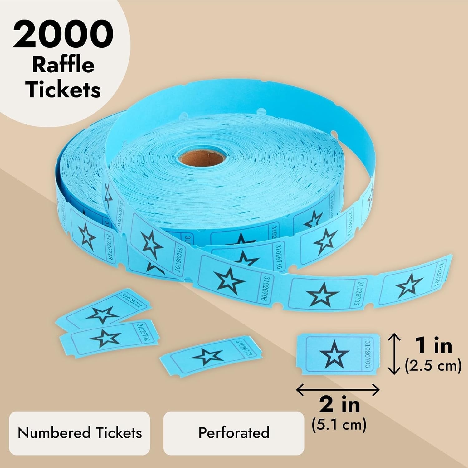 Convenient 2000-Count Blue Star Raffle Tickets – Ideal for School & Fundraisers