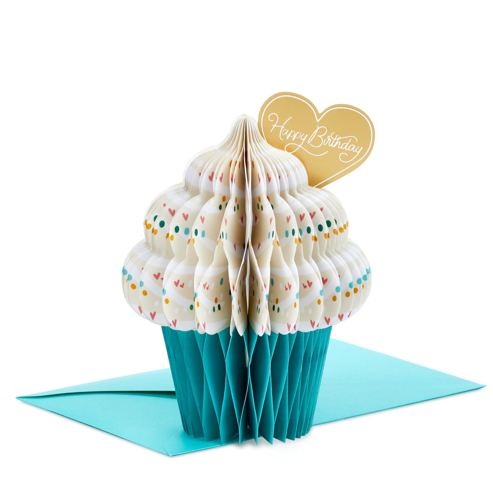 Hallmark Paper Wonder Romantic Pop 5 inches by 7.25 inches, Honeycomb Cupcake