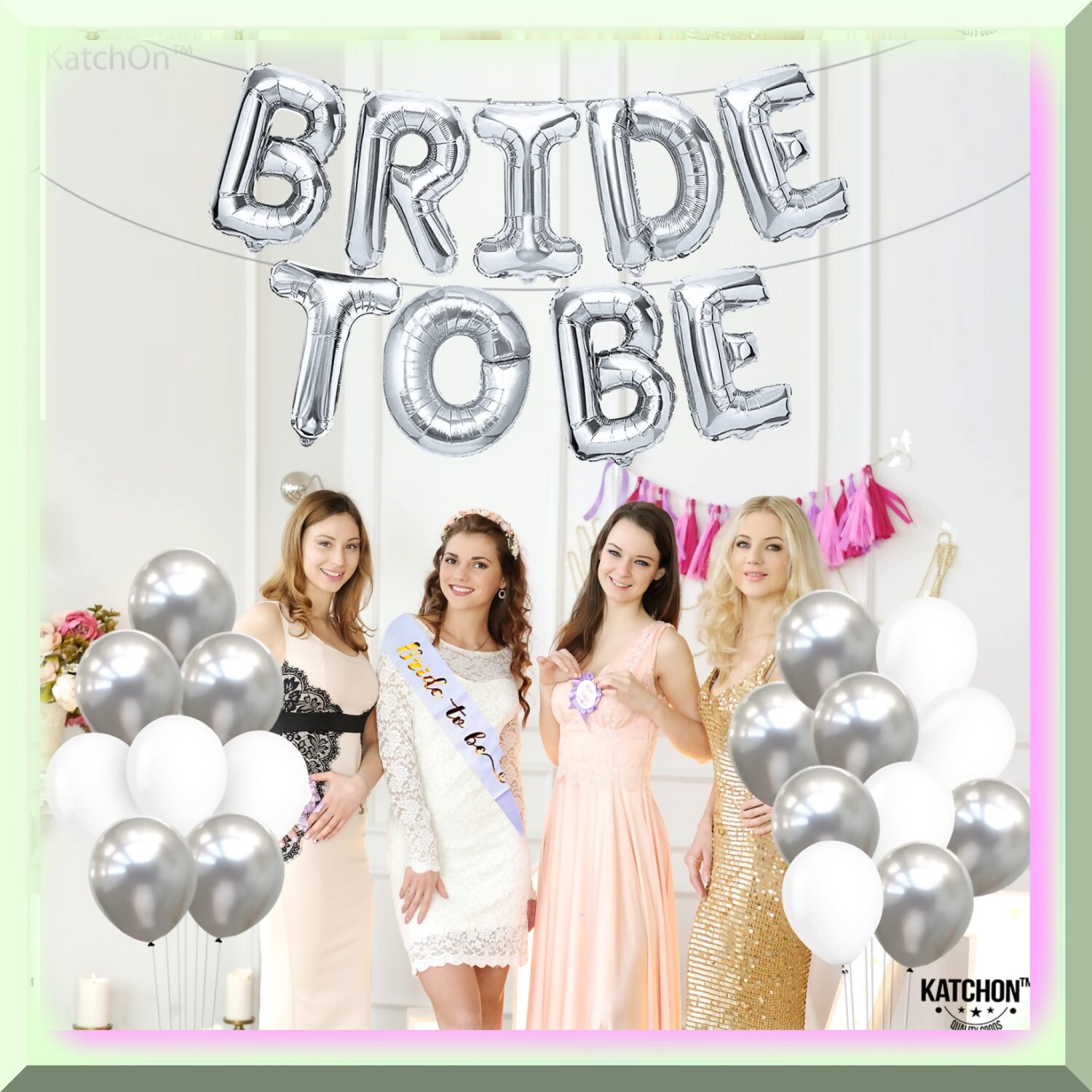 Bride to Be Balloon Set with Silver Balloons
