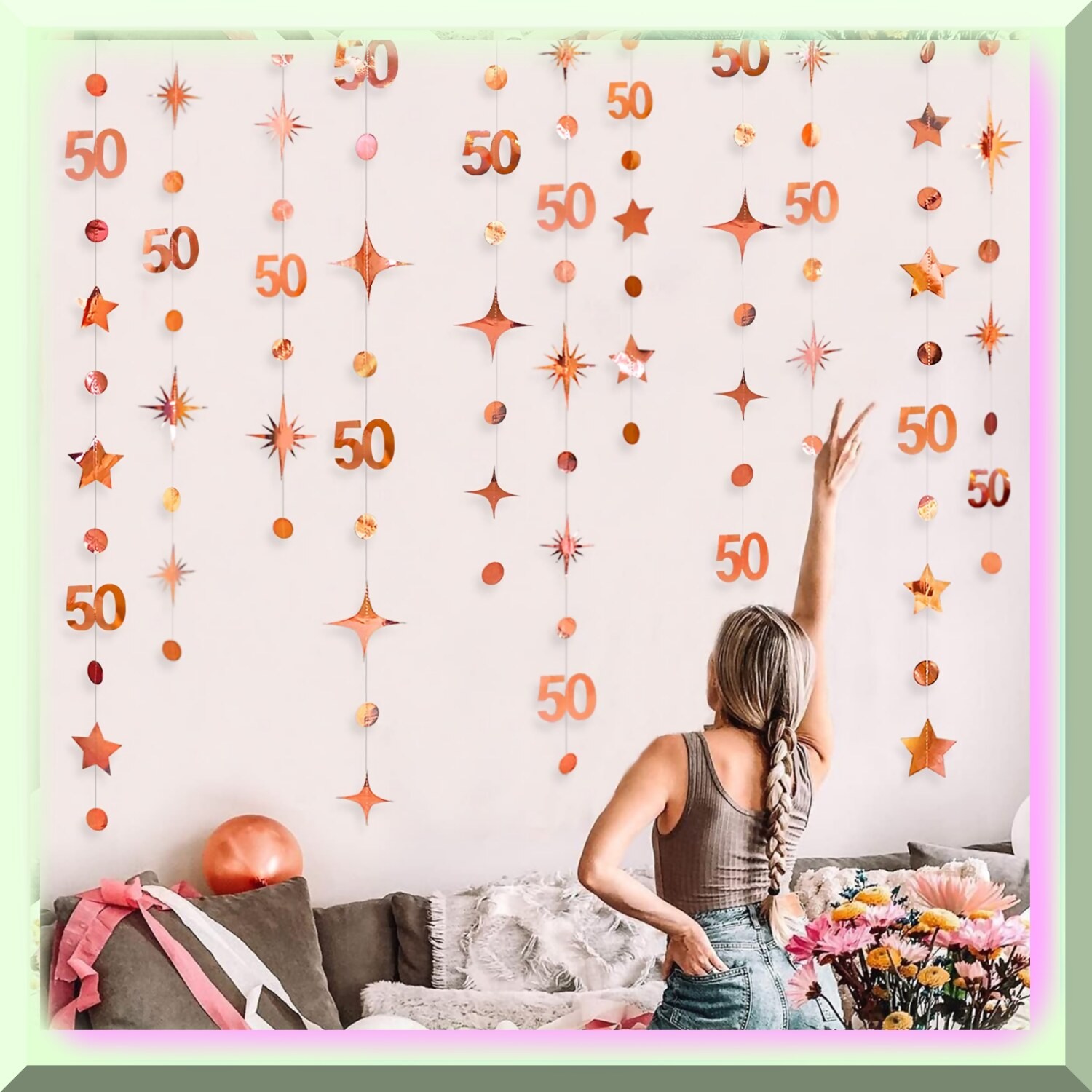 50th Birthday Rose Gold Decorations Kit