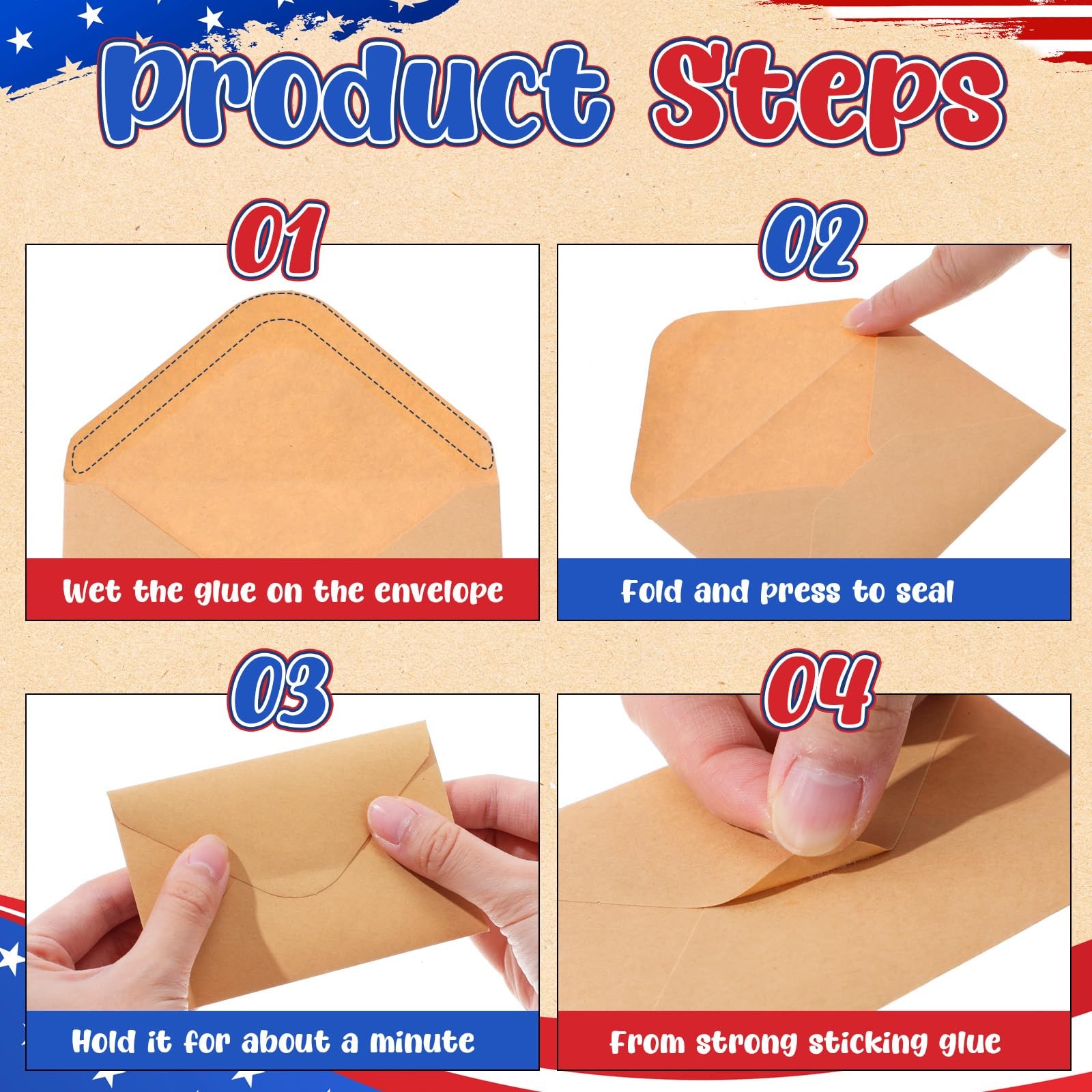 50 Sets 4th of July Star Cards, Patriotic Red White Blue Star Shaped Blank Note