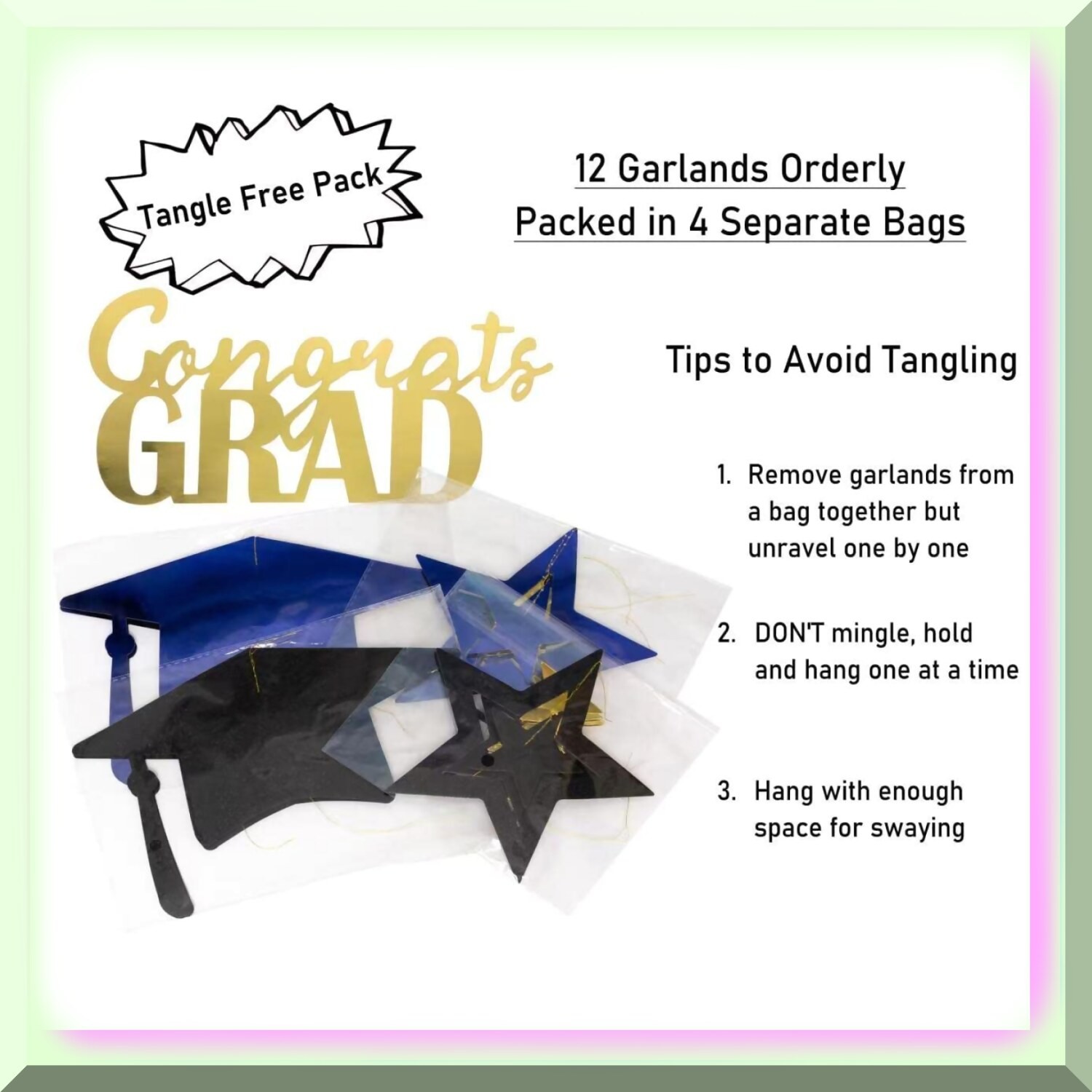 Graduation Party Decorations with Cap Banner and Streamers