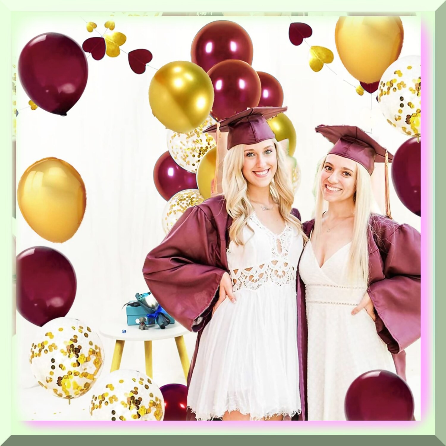 Maroon and Gold Balloon Garland for Celebrations