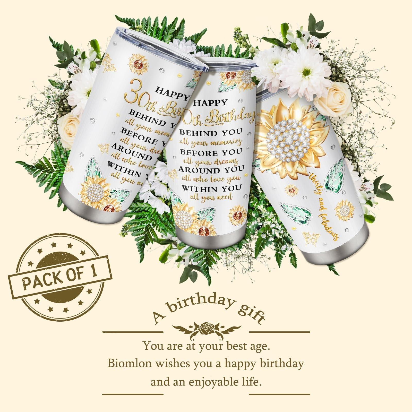 30th Birthday Gifts for Her Women Tumbler 20oz, Gifts for 30 Year Old Women/G…