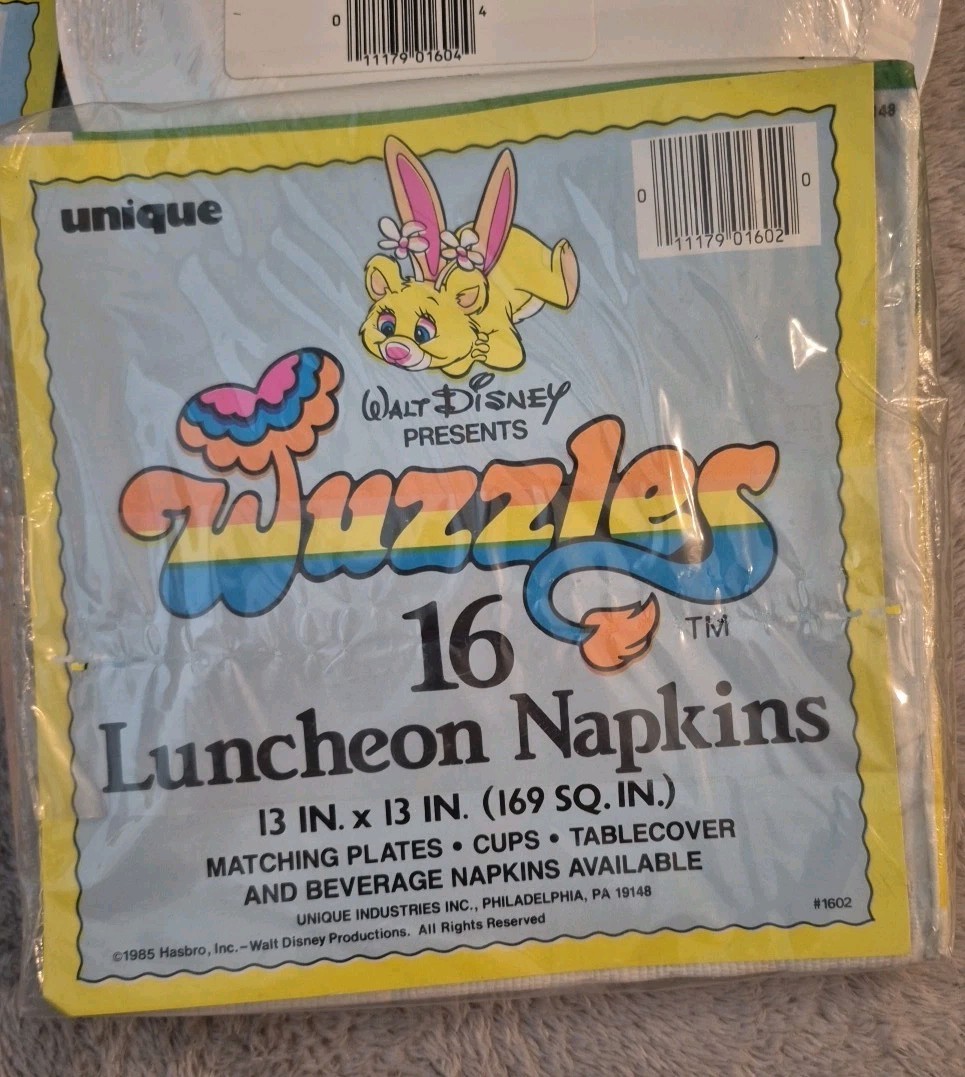 Vintage 80’s Deadstock 1985 Wuzzles Walt Disney Hasbro Birthday Party Ephemera