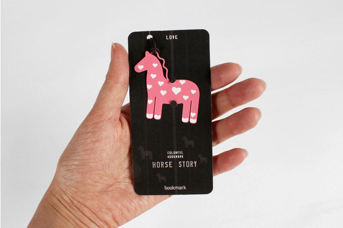Lovely Pink Pony Cute Baby Horse with Heart Metal Bookmark Perfect Gift