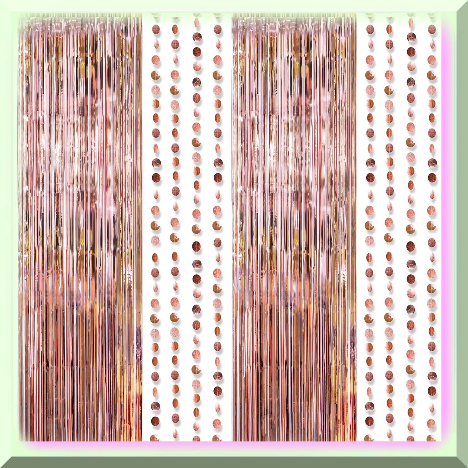 Rose Gold Fiesta Decor Kit with Fringe Curtain and Backdrop