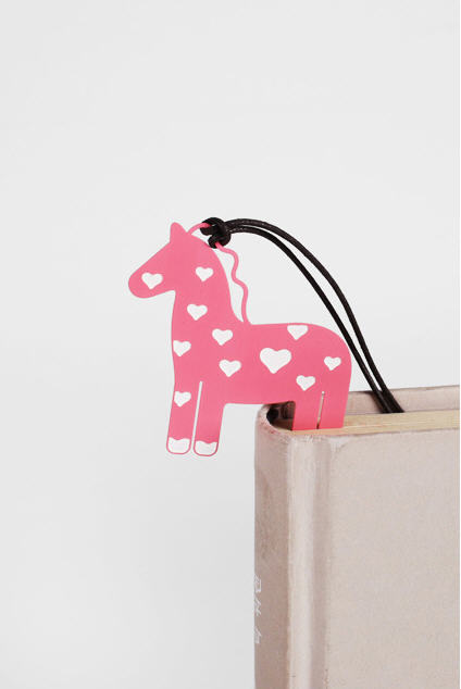 Lovely Pink Pony Cute Baby Horse with Heart Metal Bookmark Perfect Gift