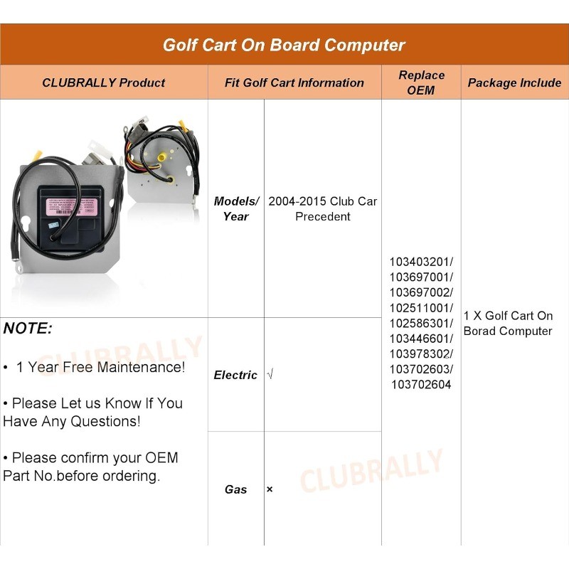 Golf Cart On Board Computer, Club Car OBC Fit for 2004-2015 Club Car Precedent