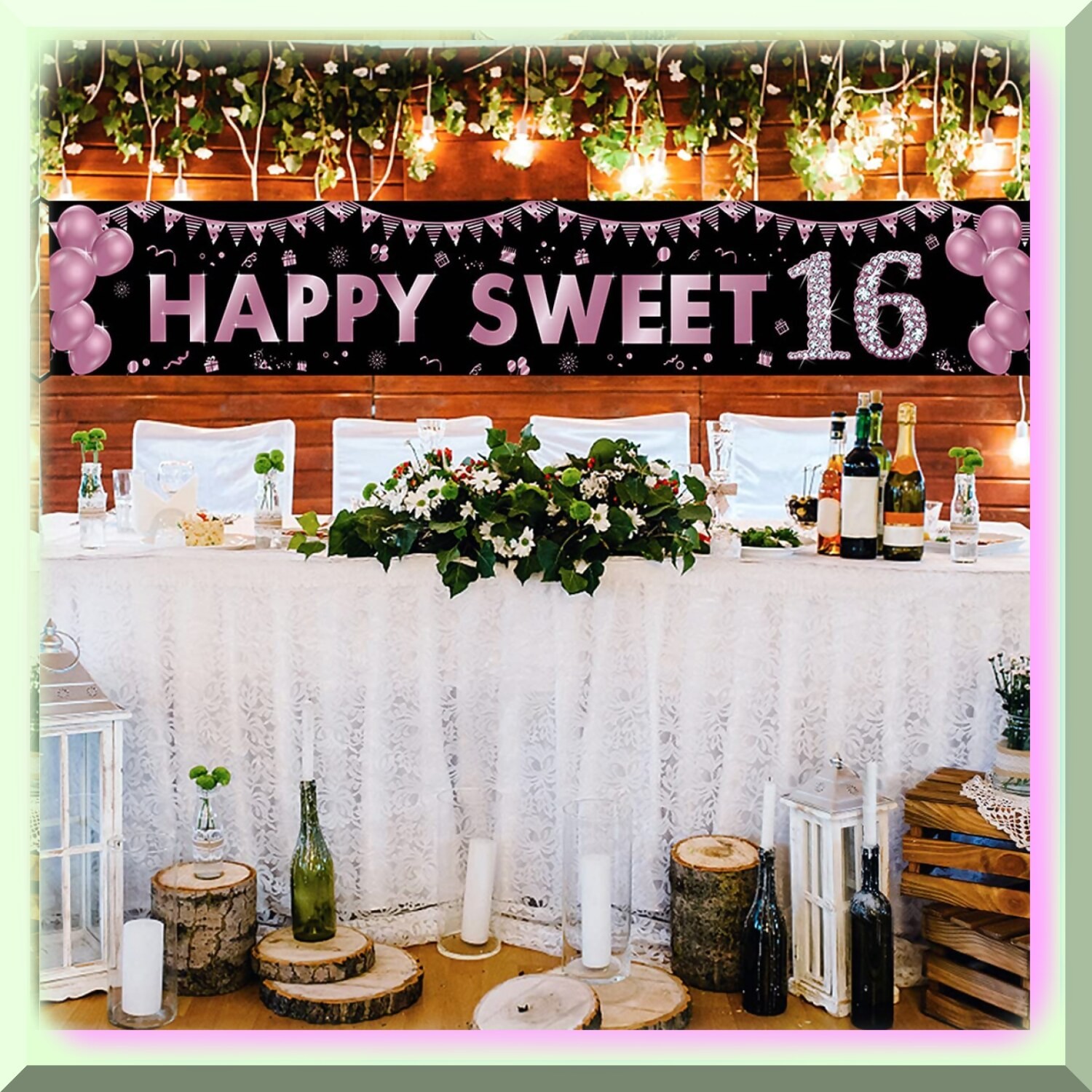 Sweet Sixteen Outdoor Celebration Banner Purple 10ft