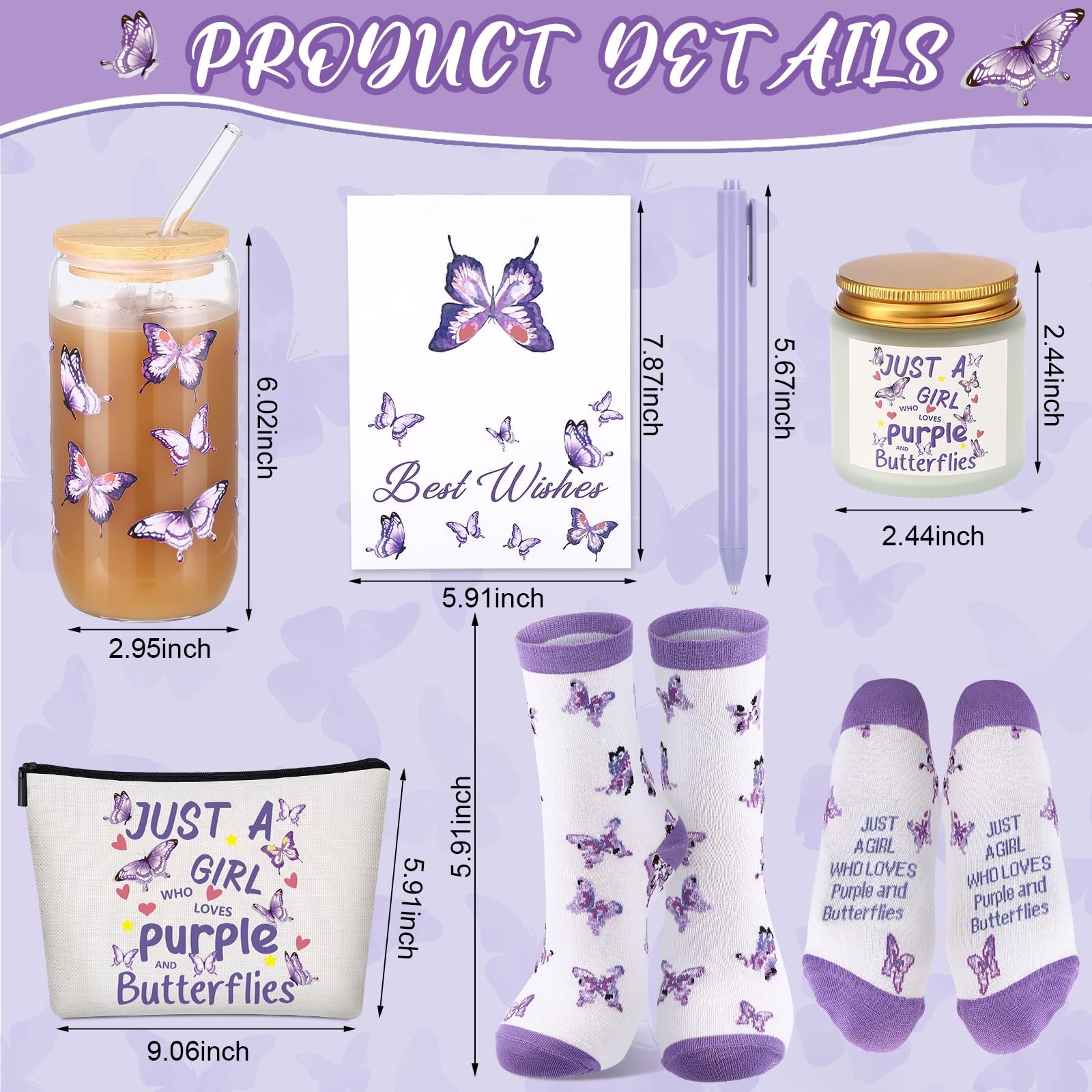 Singhoow Purple Butterfly Gifts Set of 6 Makeup As shown,