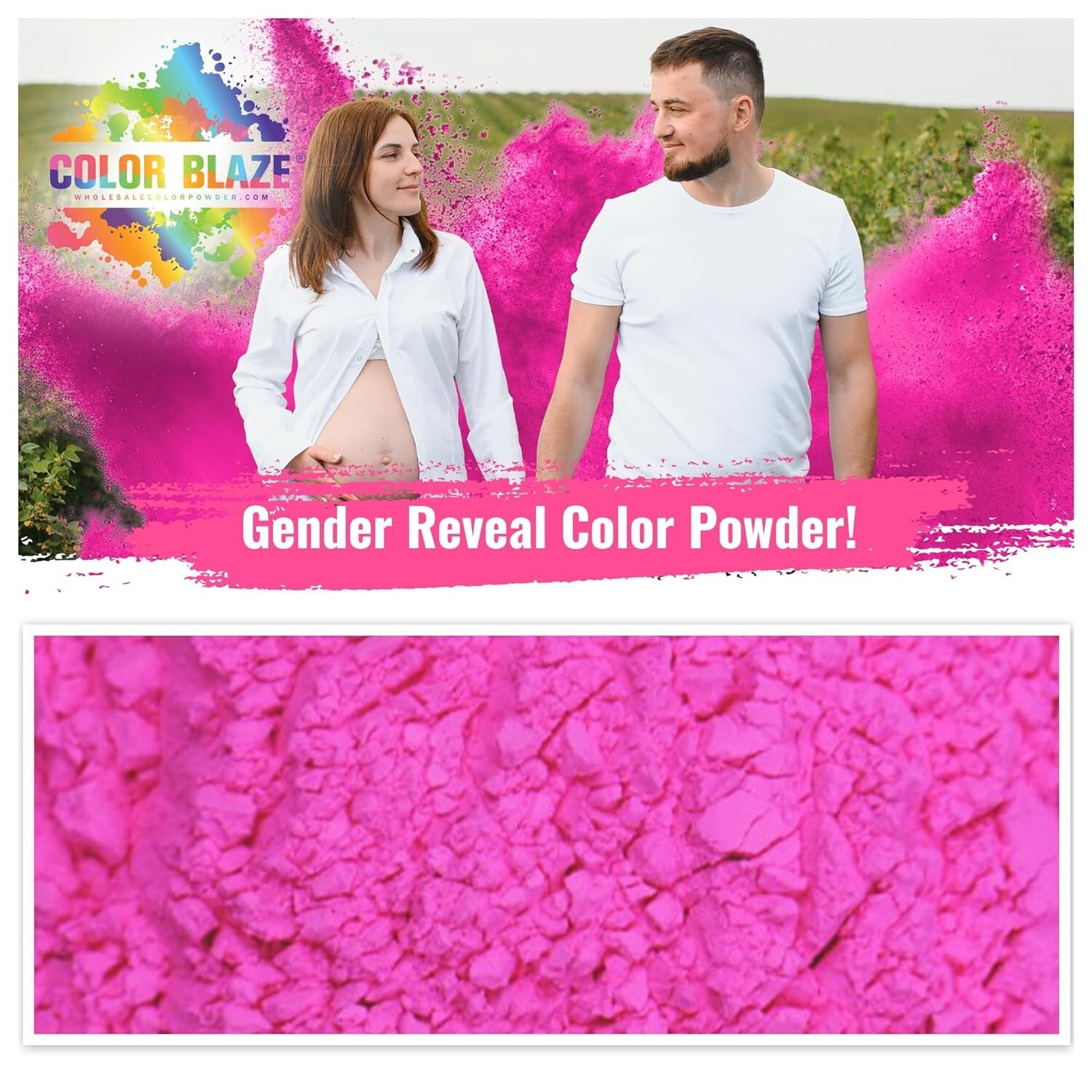 Color Blaze Color Powder Packets – 75 g Each – 25 Packs Pink Baby Gender Reveal