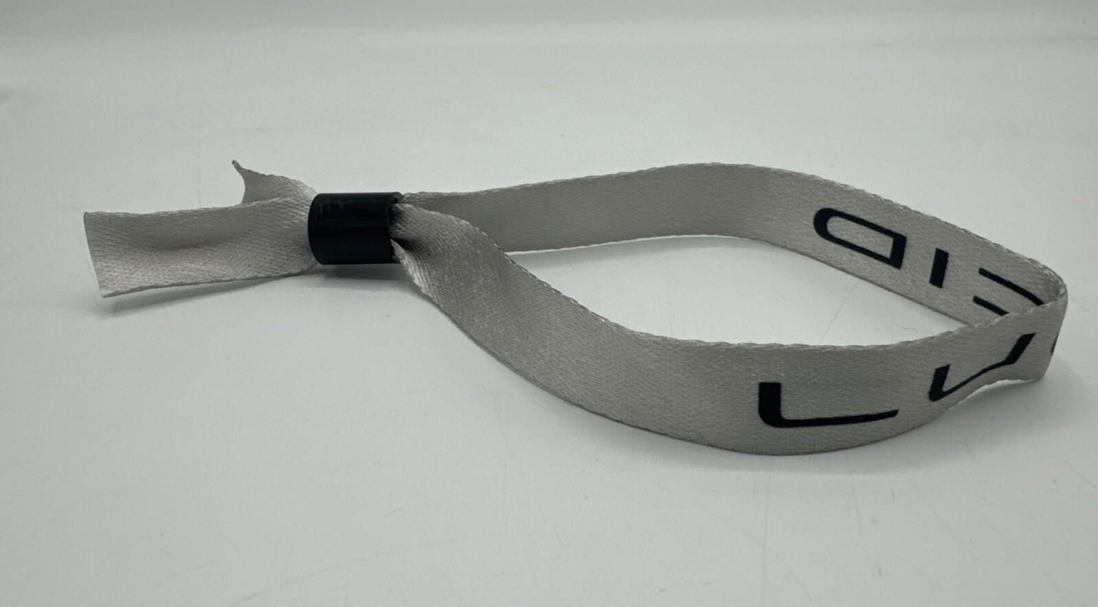 Lucid branded tamper proof festival wristband Grey with Black