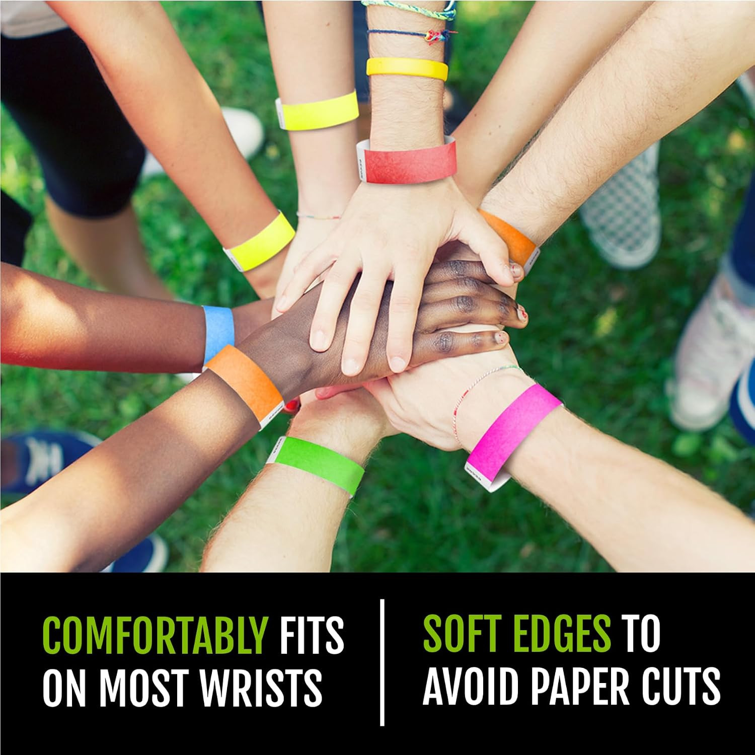 1,200 Tyvek Wristbands for Events, 6-Color Variety Pack – Tamper-Proof