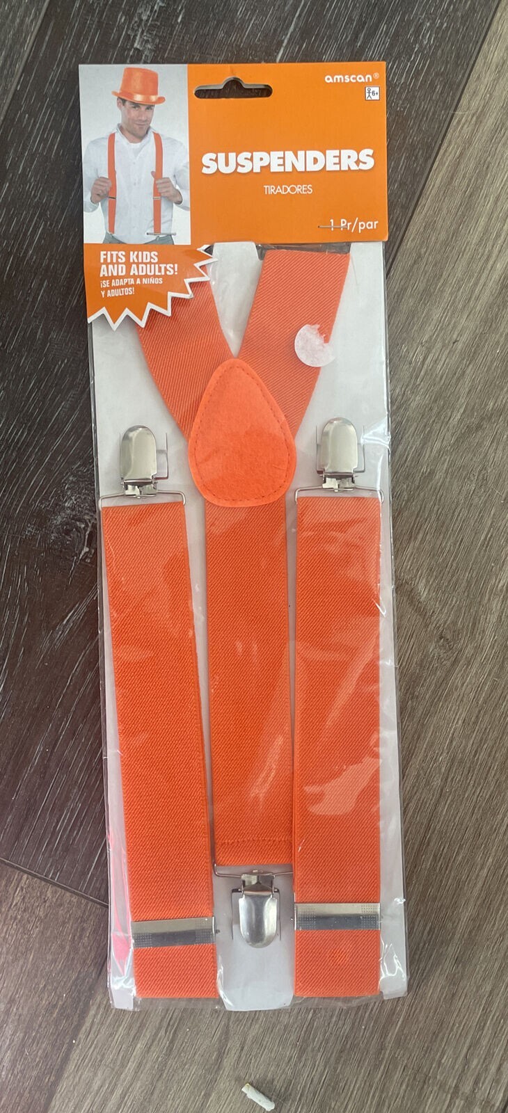 AMSCAN Unisex Orange Novelty Costume Suspenders -FREE SHIPPING (super fast)