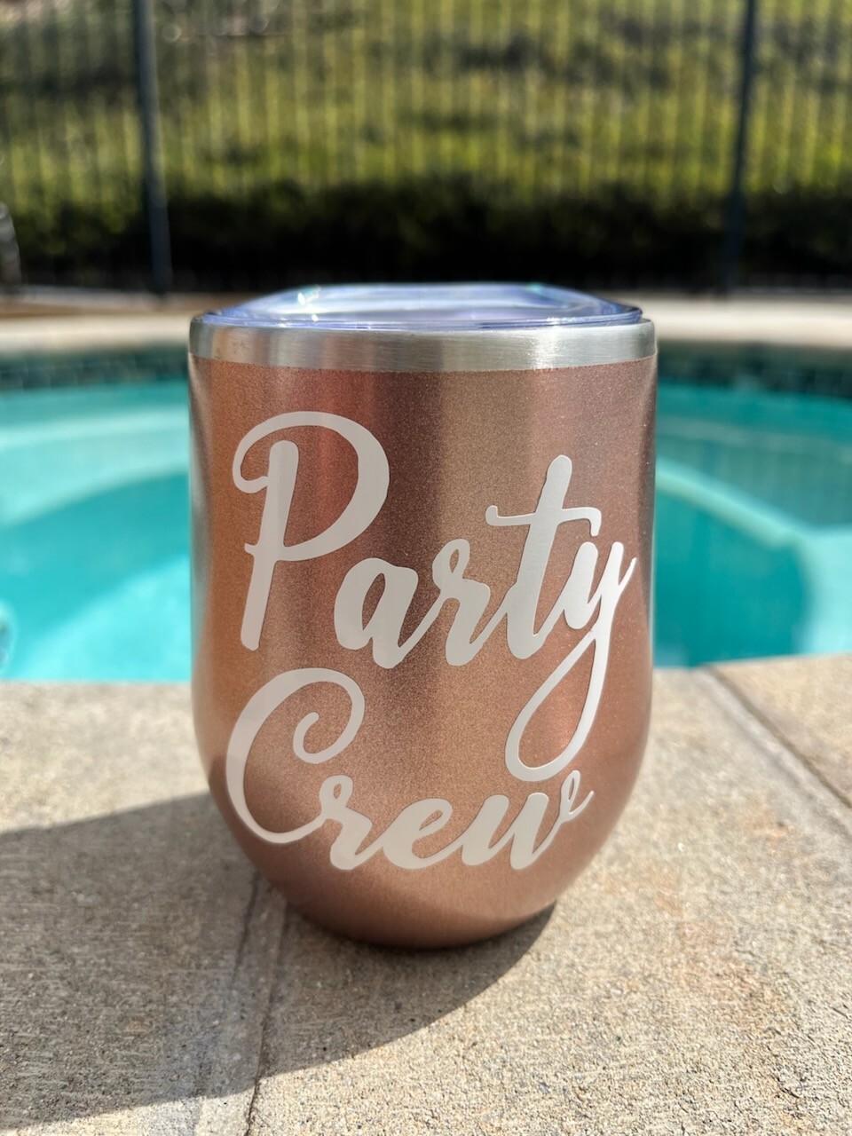 5 Stemless Wine Tumbler Cups 1 Bride White + 4 Party Crew Rose Gold