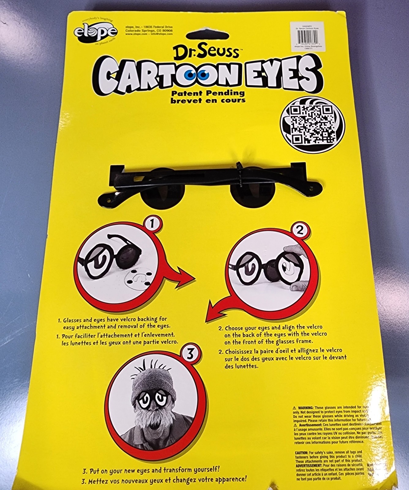 Dr. Seuss Cartoon Eyes Eye Glasses 4 Sets Interchangeable Eyes NEW