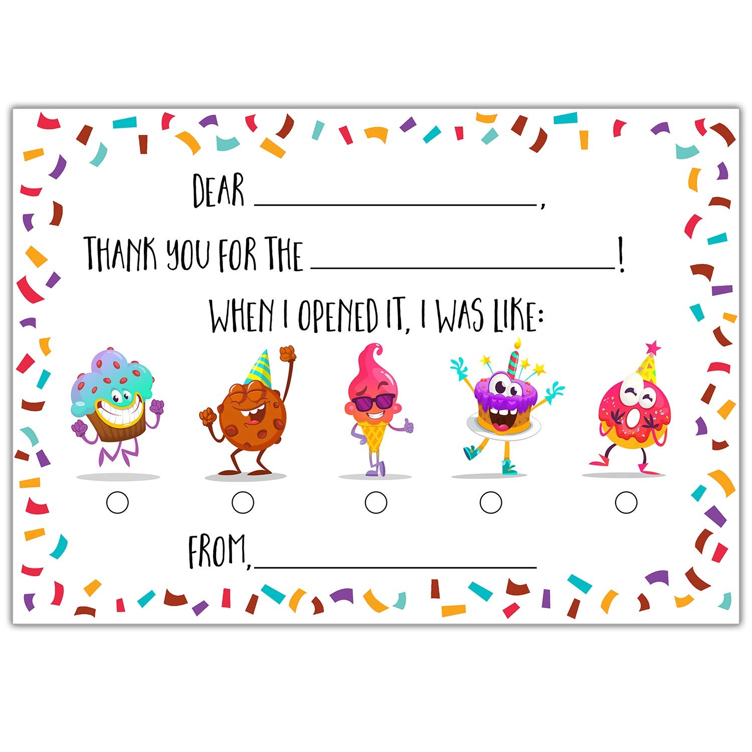Fun & Easy Kids Fill in the Blank Thank 6 inches x 4.25 inches, Multicolor