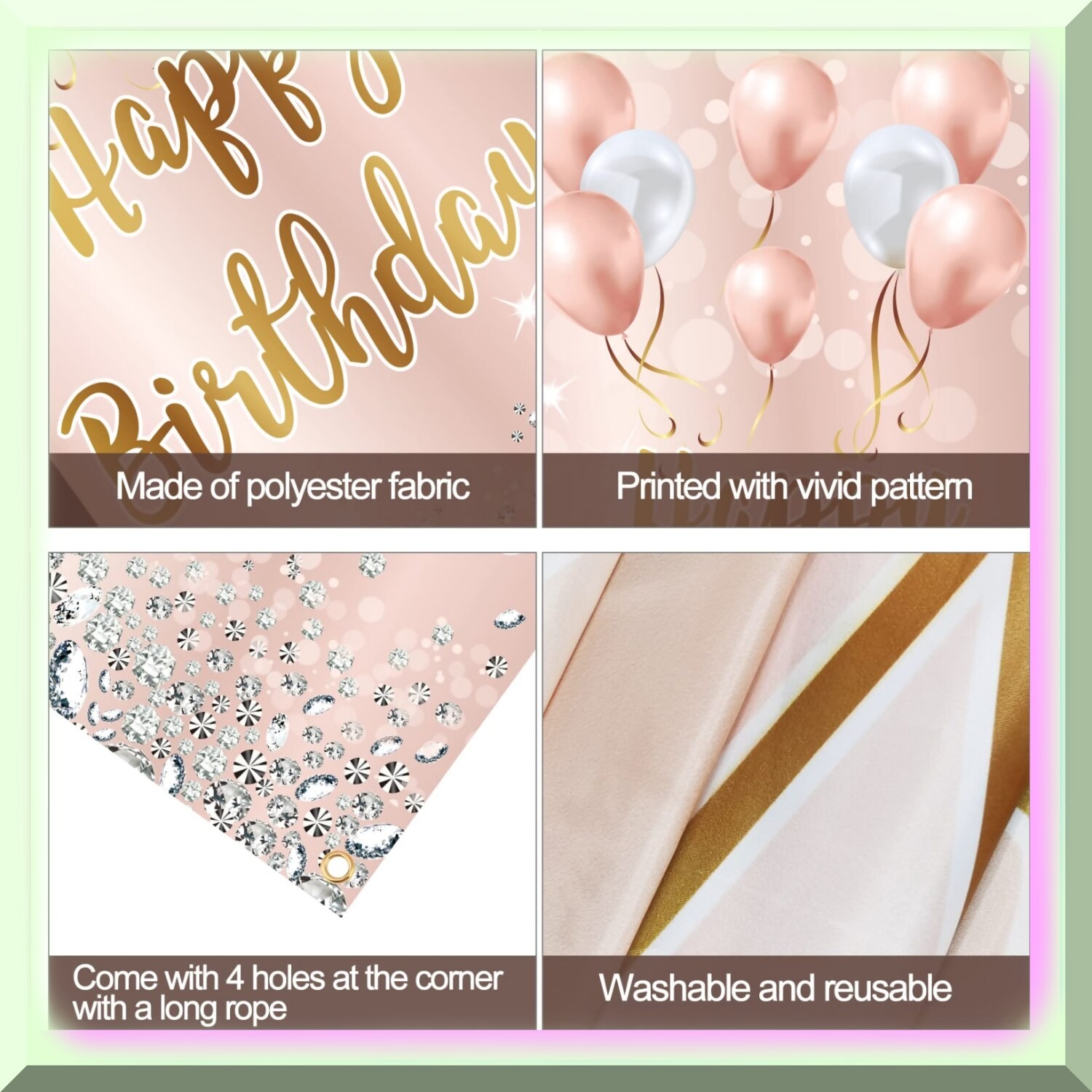 Rose Gold Celebration Door Banner for Women and Girls