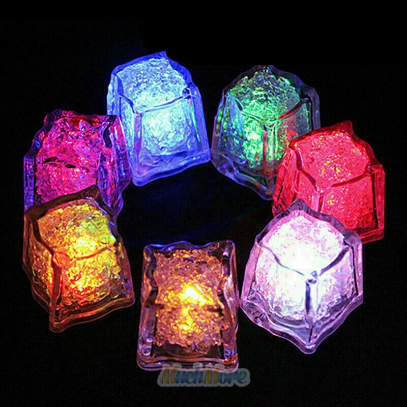 20x Waterproof Light Up Flashing LED Ice Cubes for Party Drinks Glowing Ice Cube