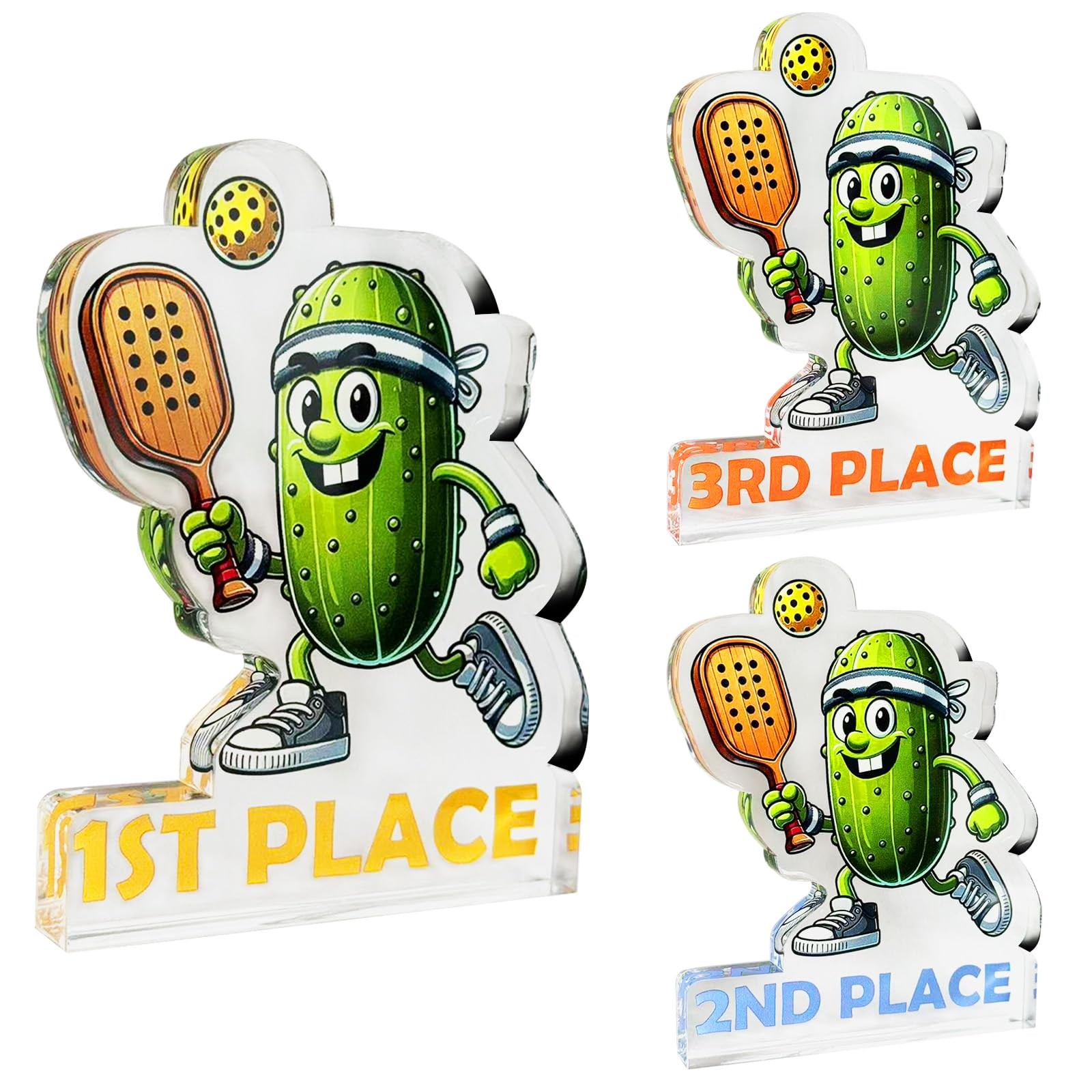 Upgraded 3PCS Pickleball Trophy Funny, 3.94 inches x 0.39″, Green
