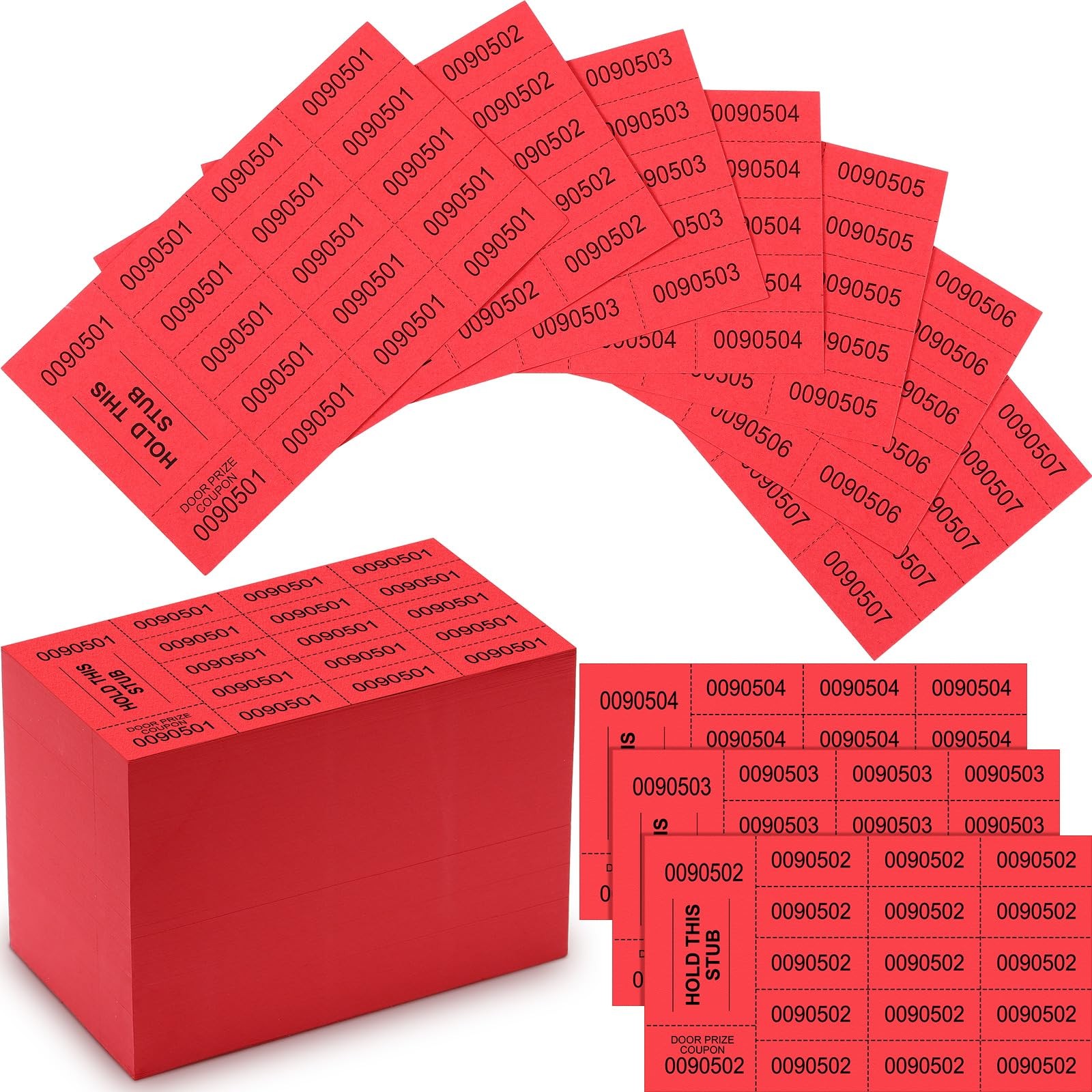 1000 PCS 15 Bid Raffle Ticket Numbers Auction Tickets Events Church Red
