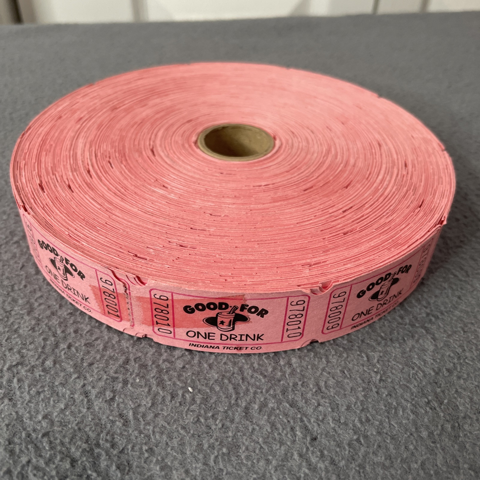 GOOD FOR ONE DRINK Single Tickets Stub Roll of 2000 for Events, Red Color