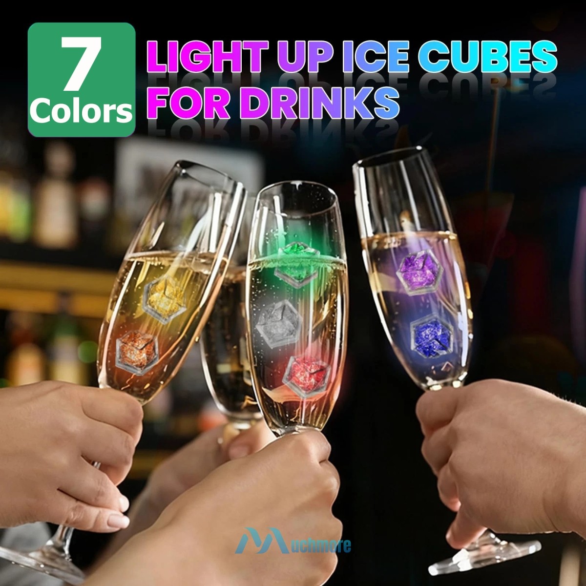 12~60Pcs Light up Ice Cubes for Drinks – Multi Color Fast Flashing Led Ice Cubes